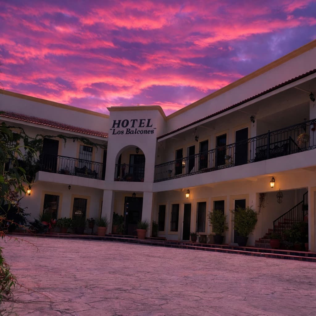 Vista exterior del Hotel Los Balcones en Parras de la Fuente